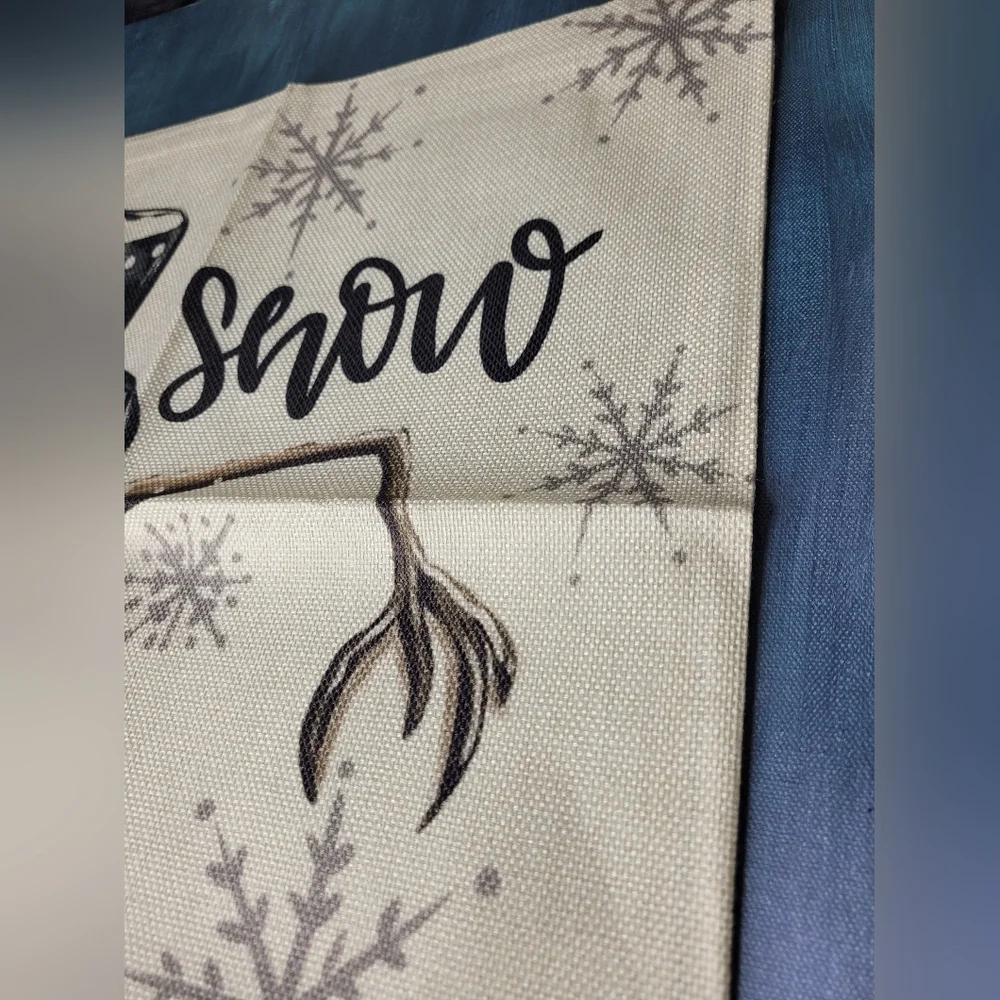 Snowman  Whimsical Christmas Linen Throw Pillow Cover 18x18 Winter Holiday Decor